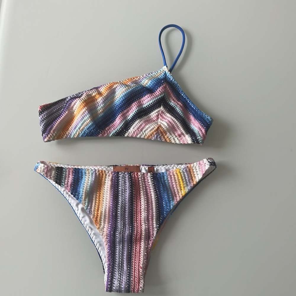 Missoni Multicolor Striped One-Shoulder Bikini — Blue Strap - Picture 6 of 16